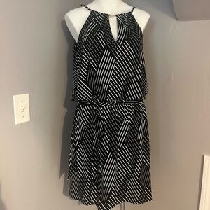 White House Black Market Geometric Black and White Mini Dress